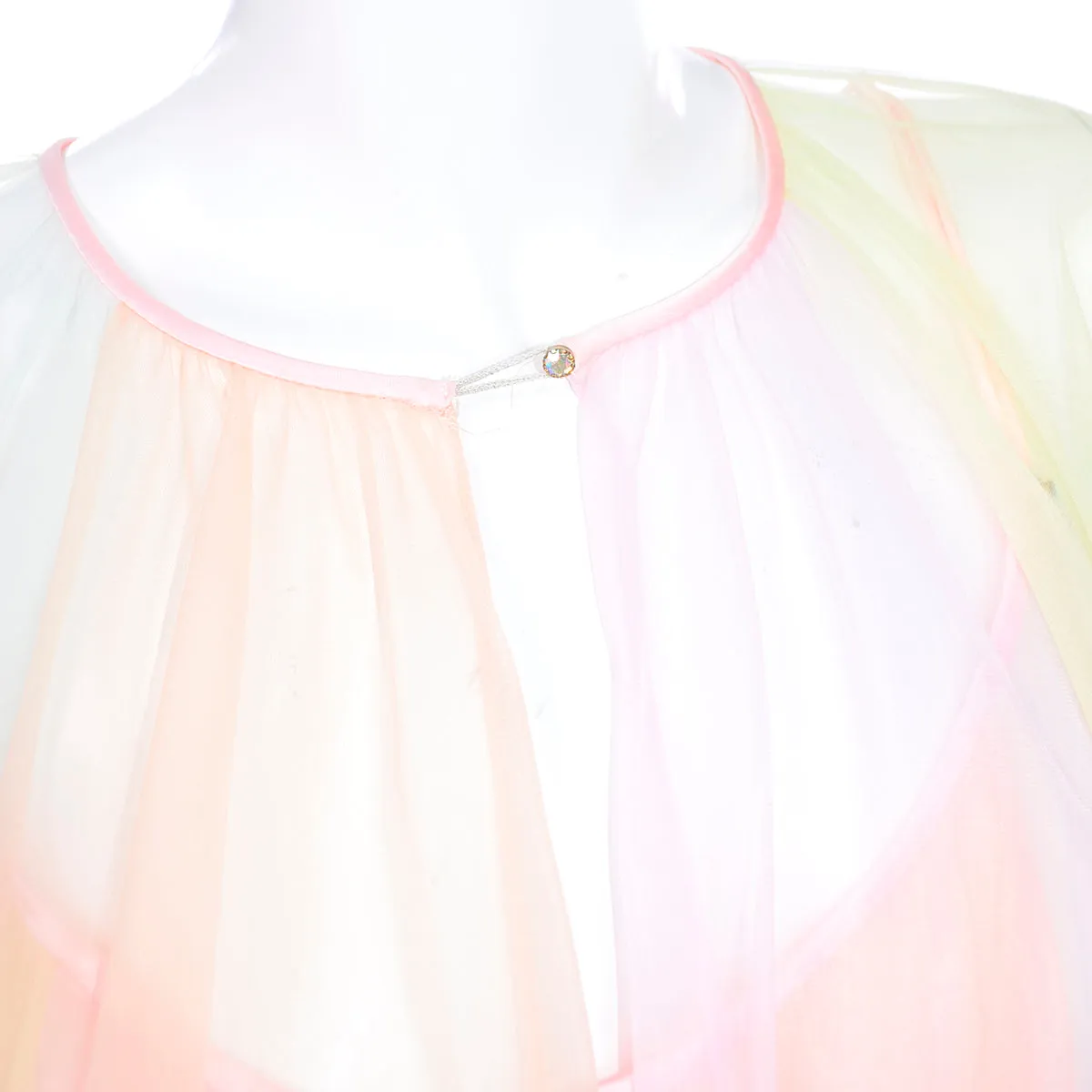 1960s Vanity Fair Rainbow Pastel Chiffon Peignoir Set