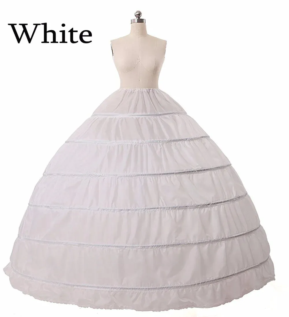 6 Hoop Ladies Wedding Party Dress Ball Gown Petticoat Full Crinoline Underskirt