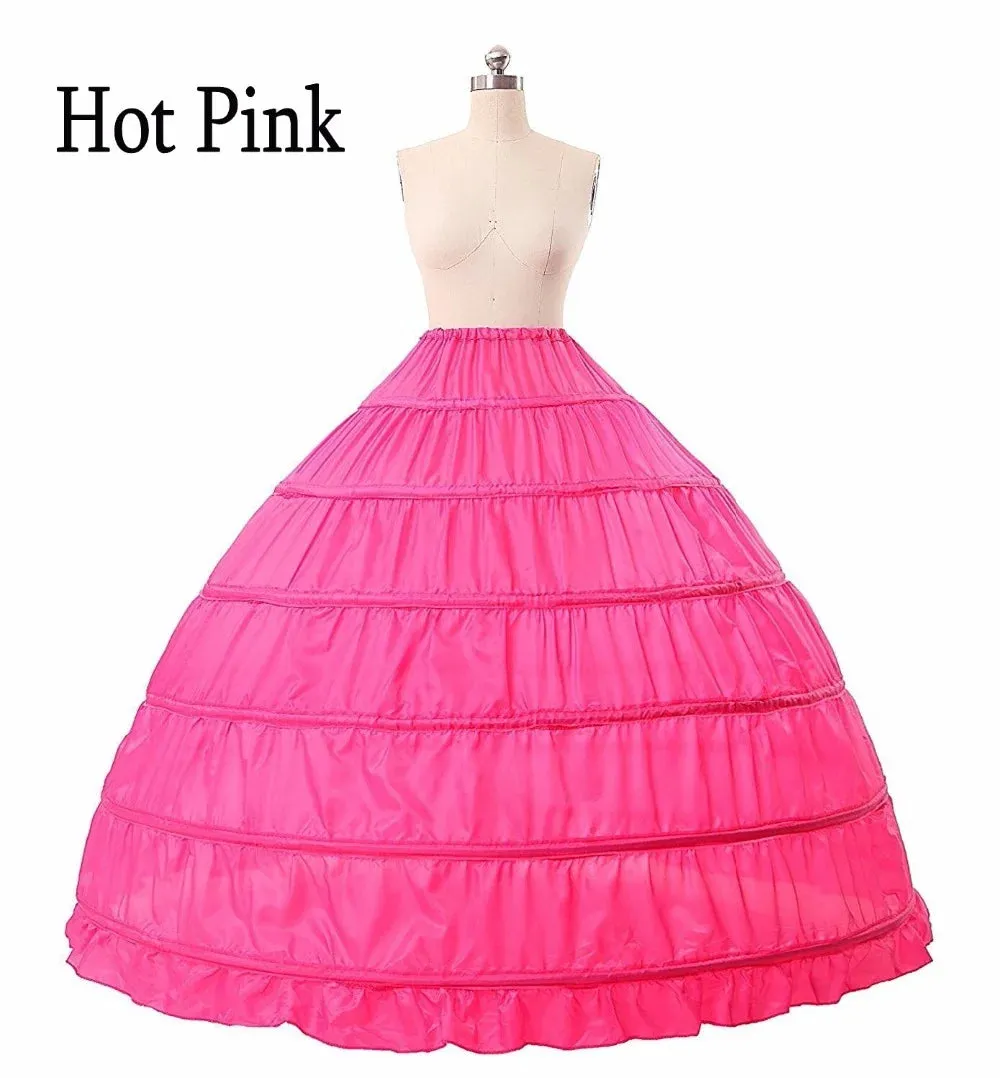 6 Hoop Ladies Wedding Party Dress Ball Gown Petticoat Full Crinoline Underskirt