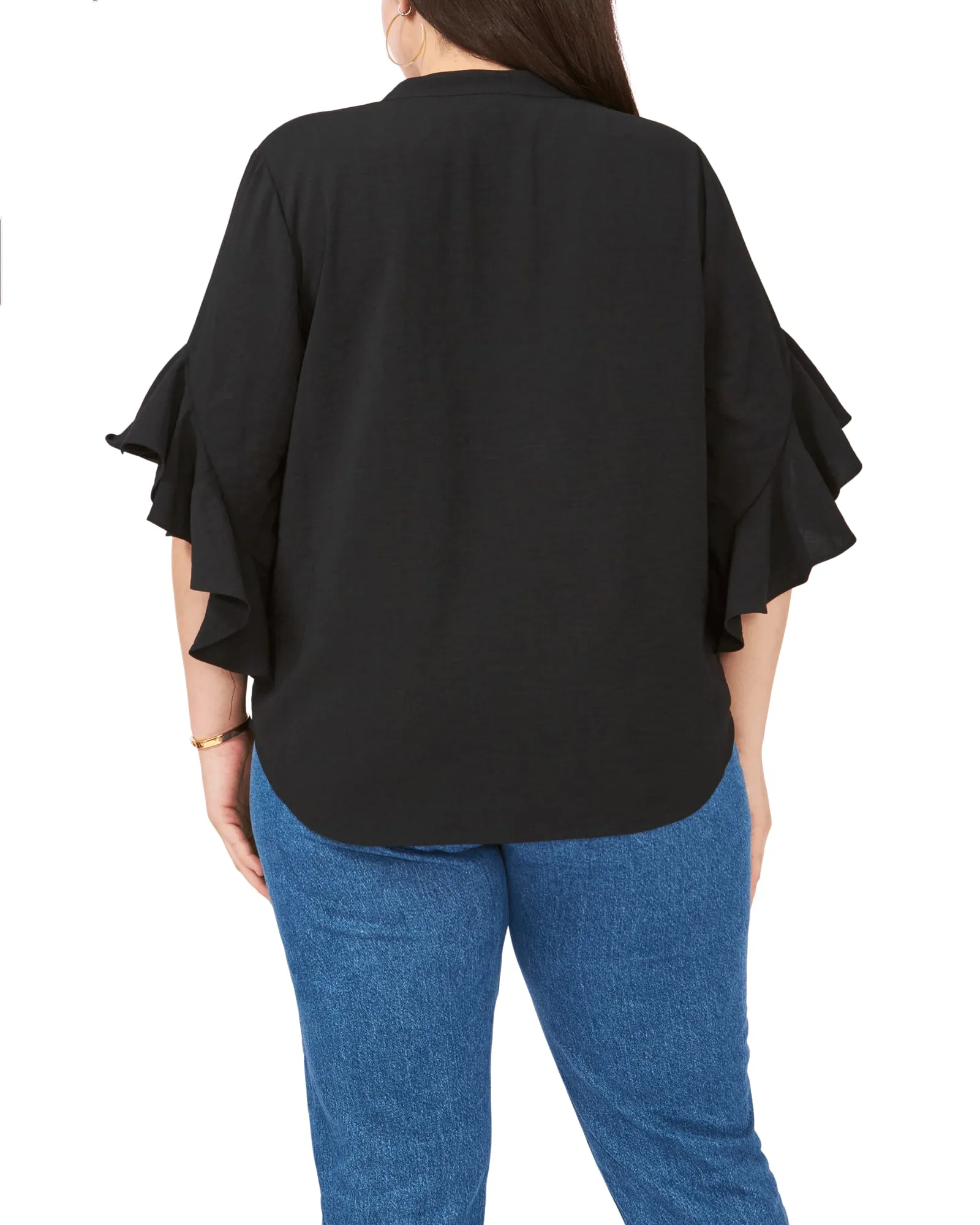 Aubrey Ruffle Sleeve Blouse | RICH BLACK