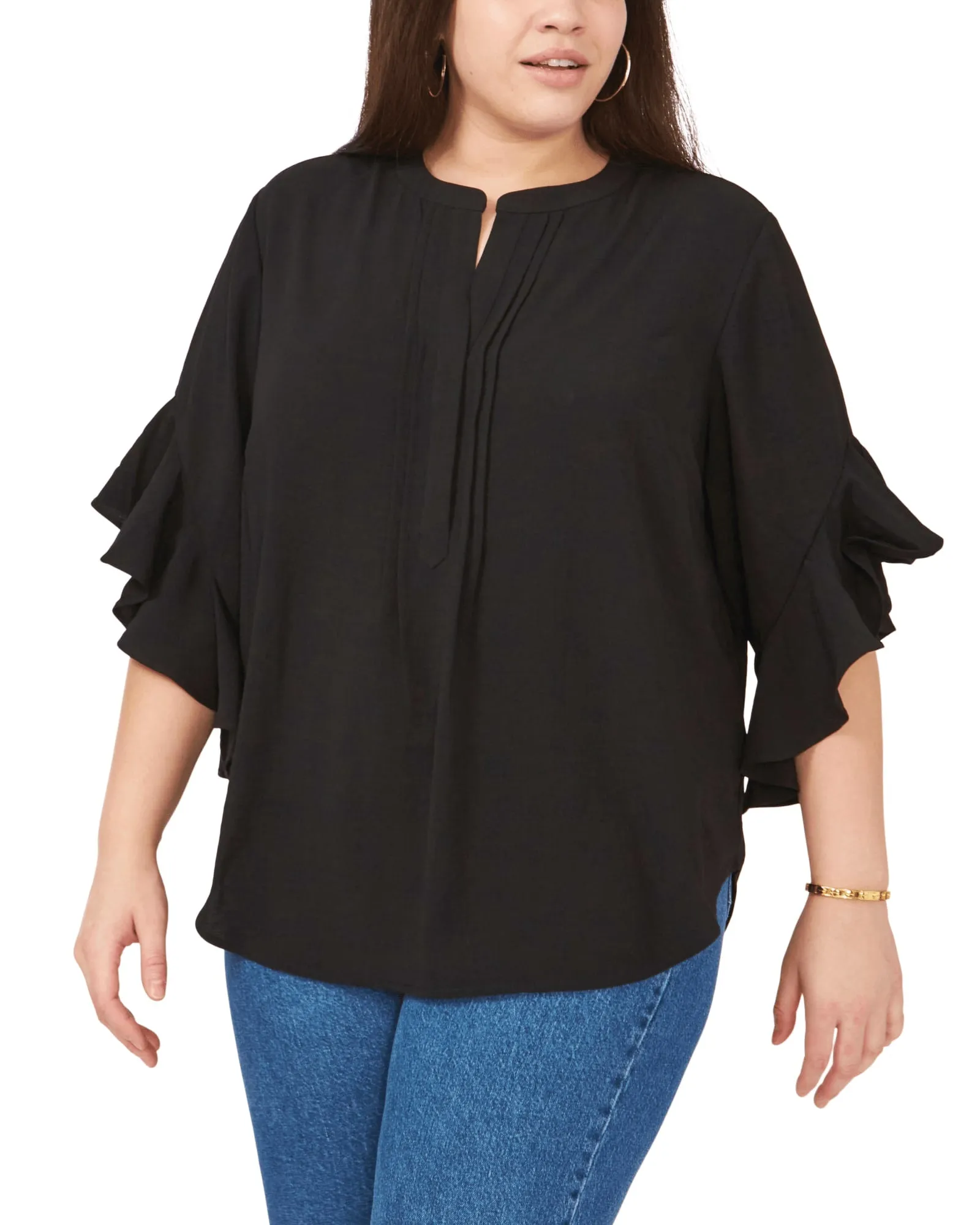 Aubrey Ruffle Sleeve Blouse | RICH BLACK