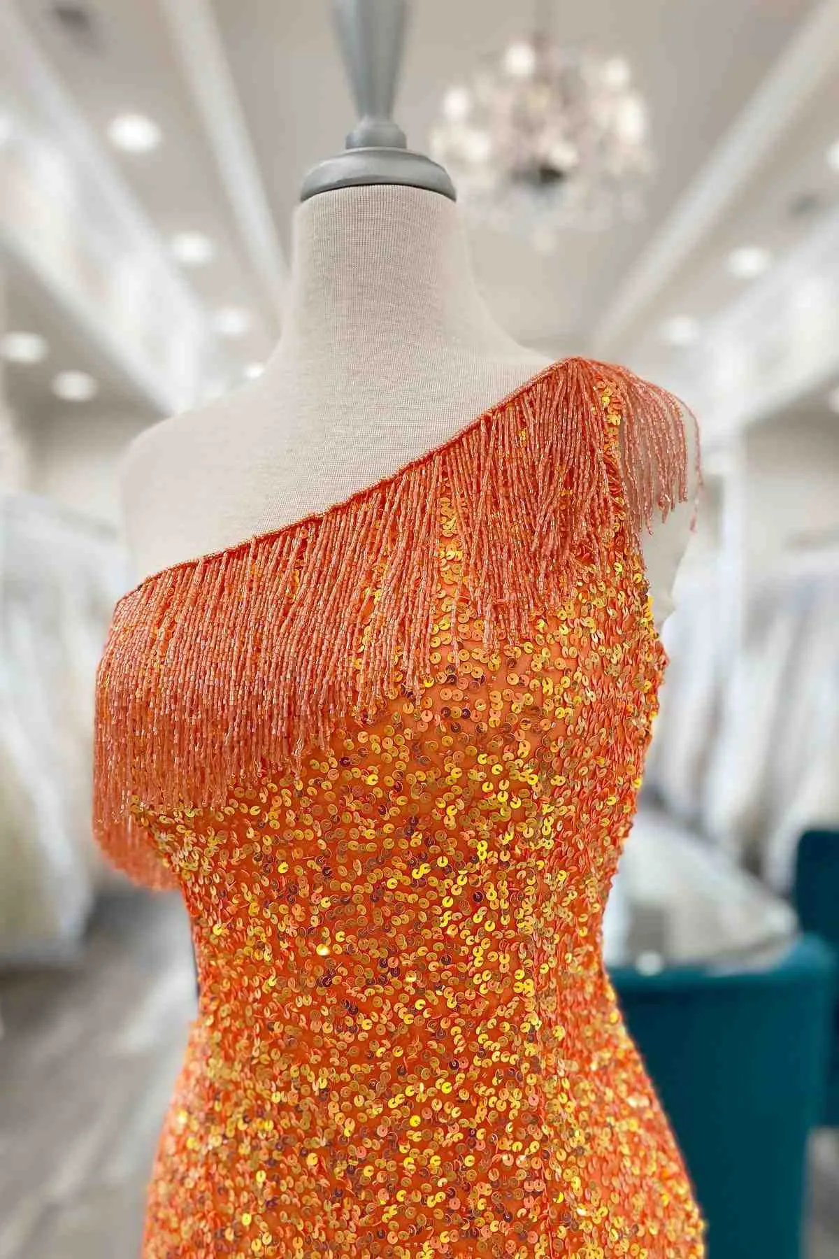 Beaded Fringe Orange Tight Short Homecoming Dress Cocktail Dresses Wedding