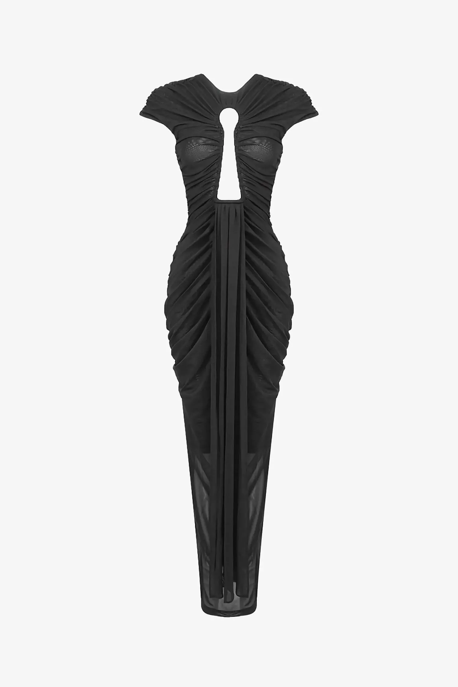 Black Cap Sleeve Cutout Maxi Dress