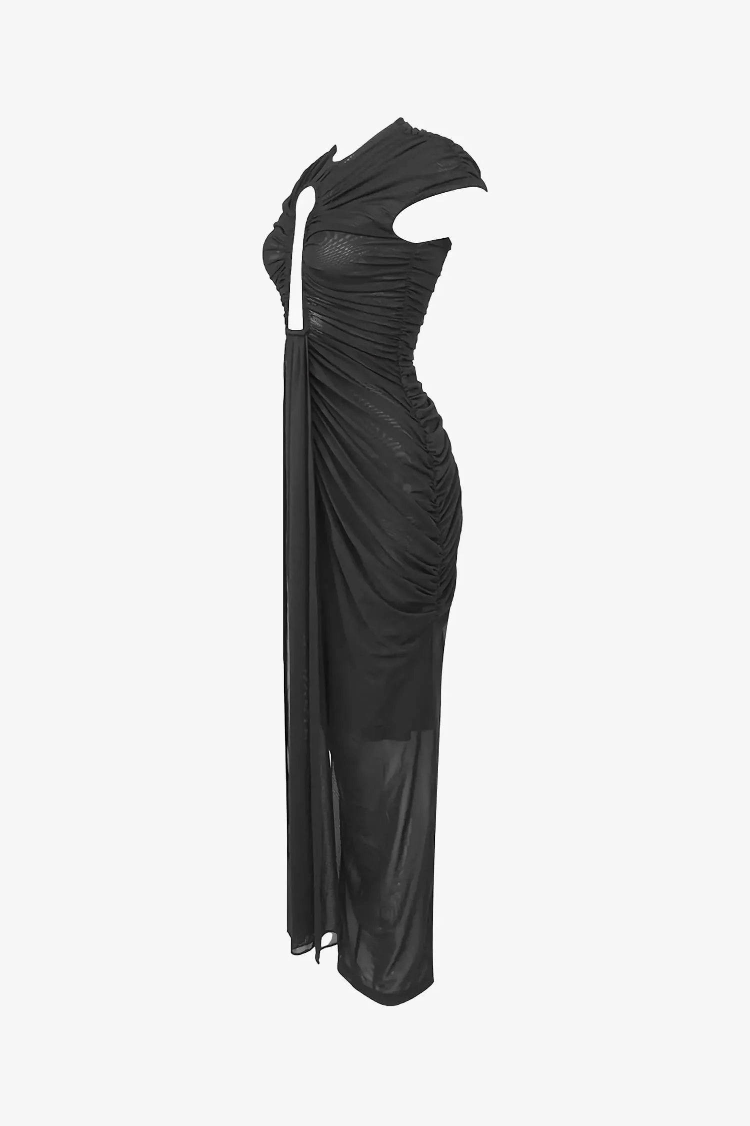 Black Cap Sleeve Cutout Maxi Dress