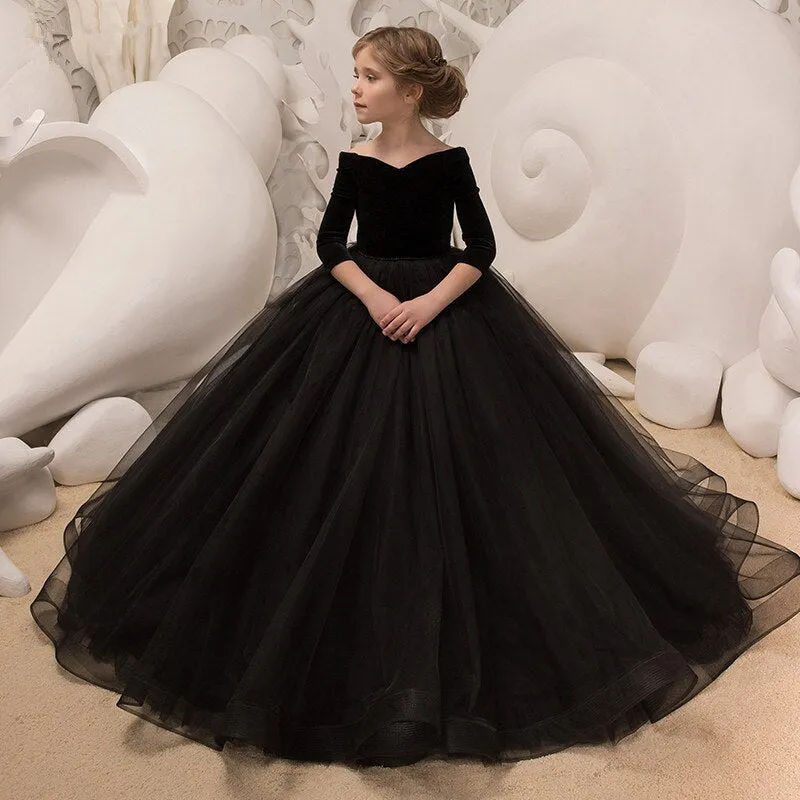 Black Embroidery Tulle Gowns