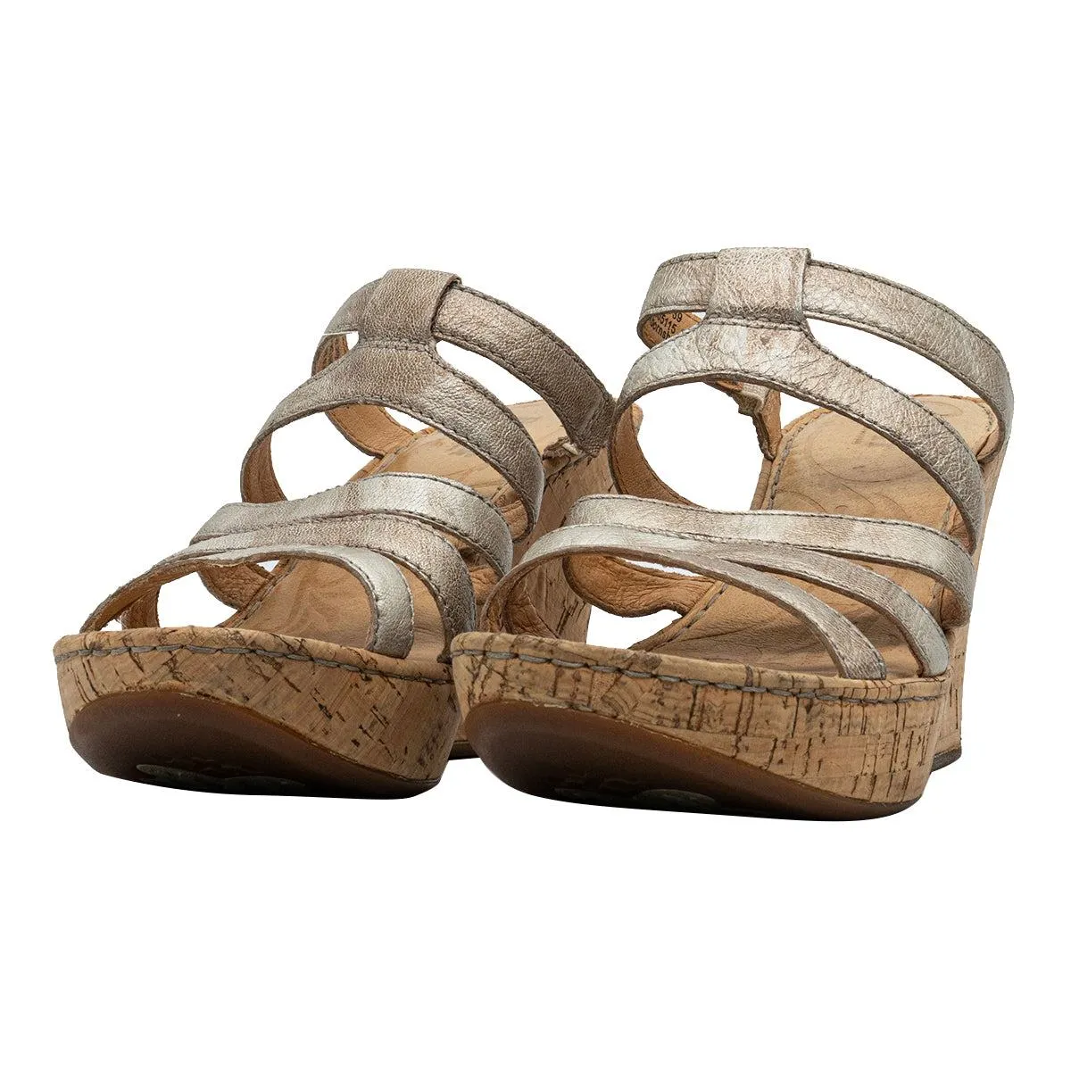 Born Lisi Wedge Sandals Leather Silver Colour For Women