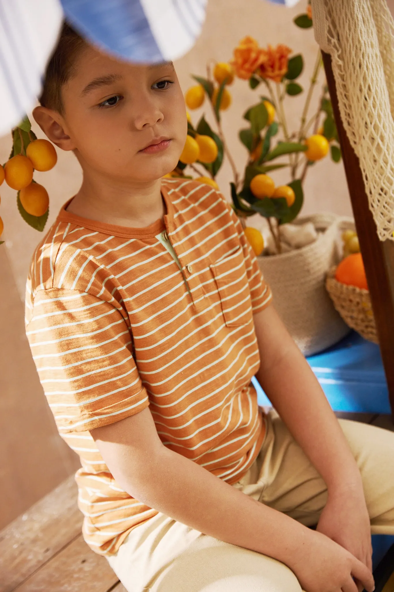 BOYS STRIPES HENLEY TEE