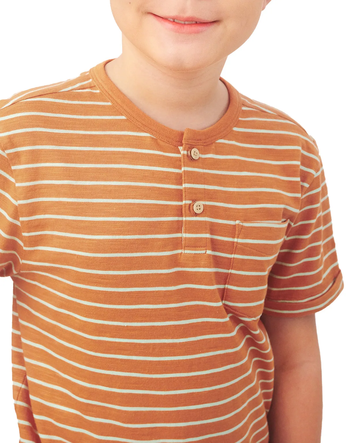 BOYS STRIPES HENLEY TEE