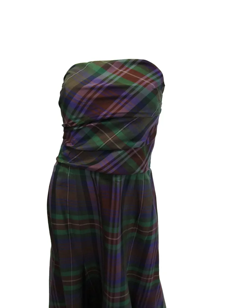 Catherine Regehr Holiday Plaid Strapless Evening Dress