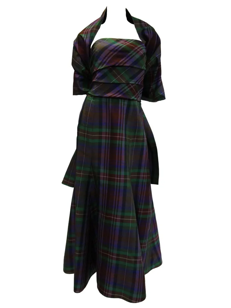 Catherine Regehr Holiday Plaid Strapless Evening Dress