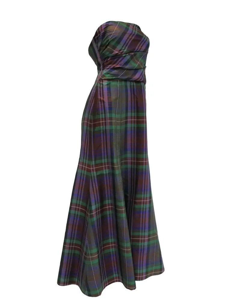 Catherine Regehr Holiday Plaid Strapless Evening Dress