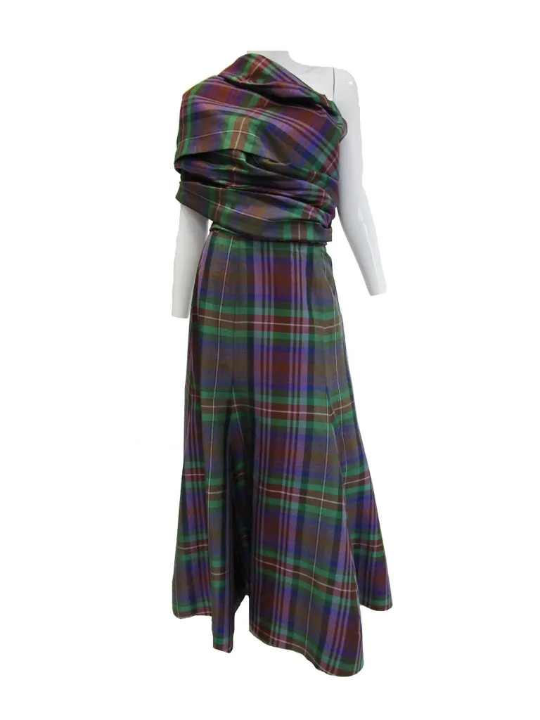 Catherine Regehr Holiday Plaid Strapless Evening Dress