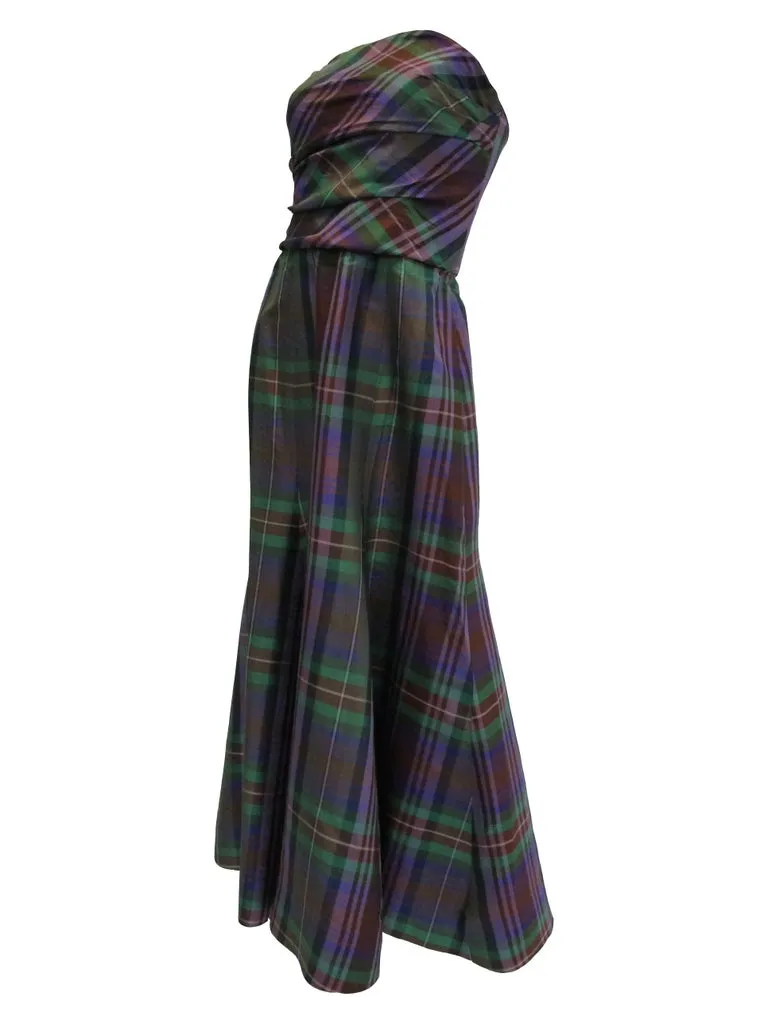 Catherine Regehr Holiday Plaid Strapless Evening Dress