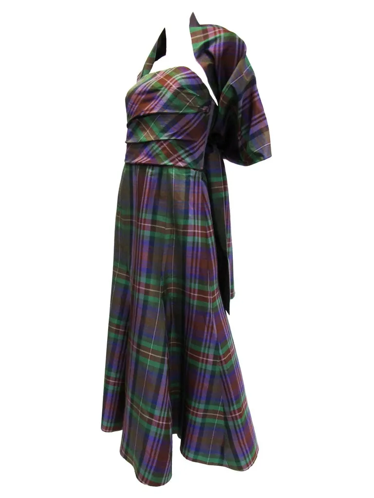 Catherine Regehr Holiday Plaid Strapless Evening Dress