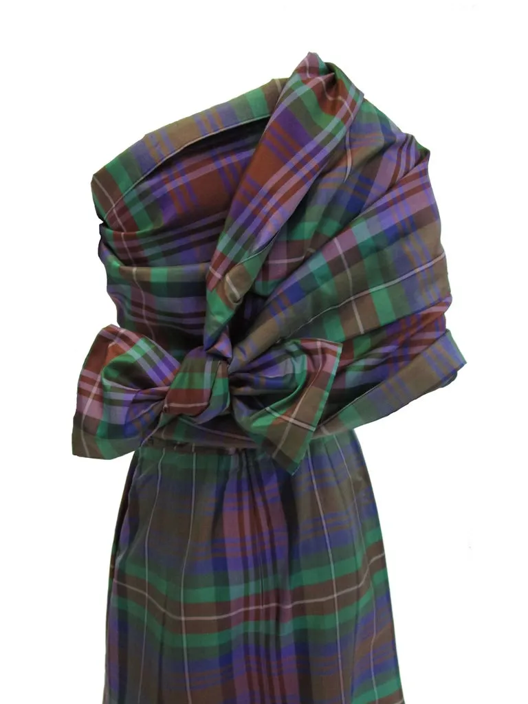 Catherine Regehr Holiday Plaid Strapless Evening Dress