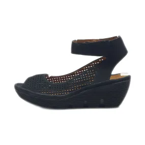 Clarks Reedly Salene Wedge Sandals Leather Black Colour For Women