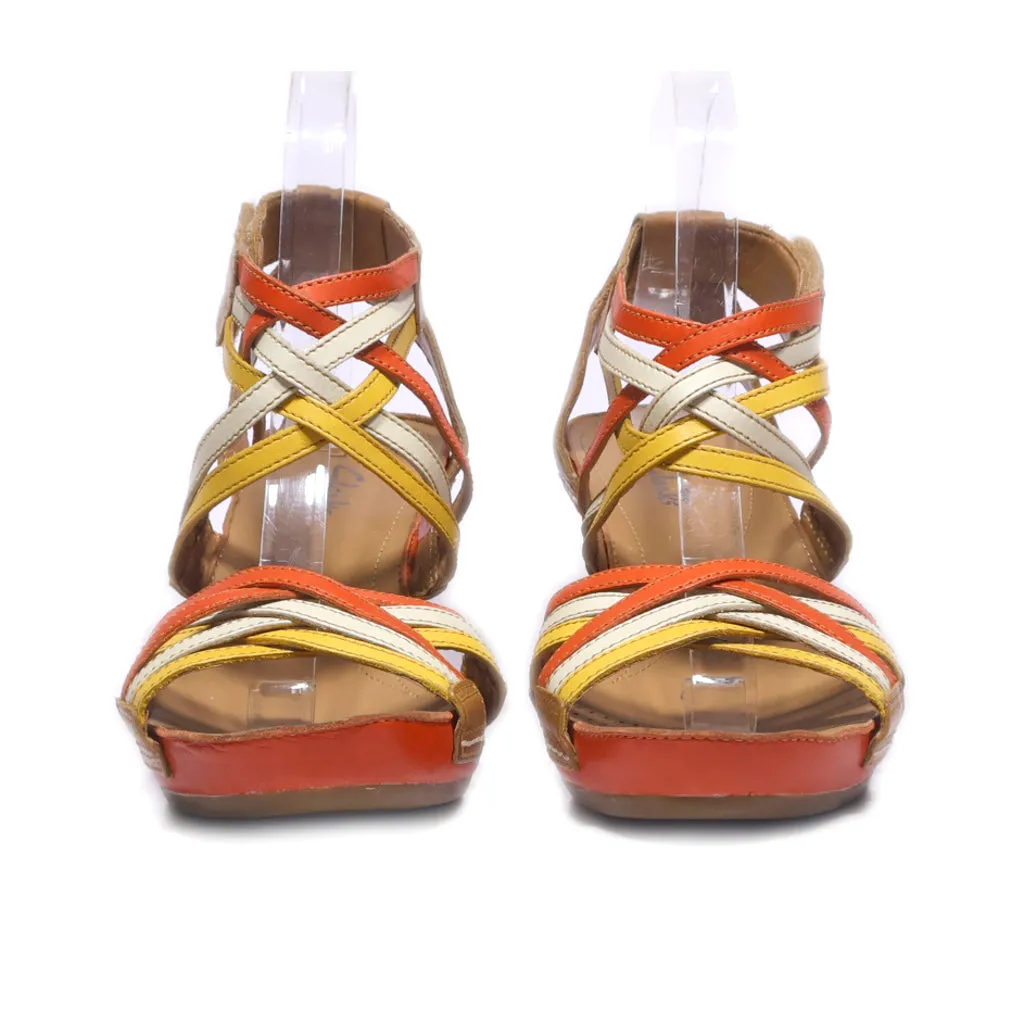 Clarks Wedge Sandals Leather Multicolour Colour For Women