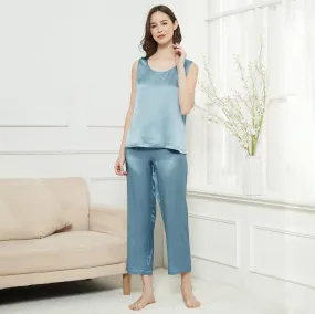 Classic Womens  Silk Tank Set 100% Mulberry Silk Sleepwear With Long pants