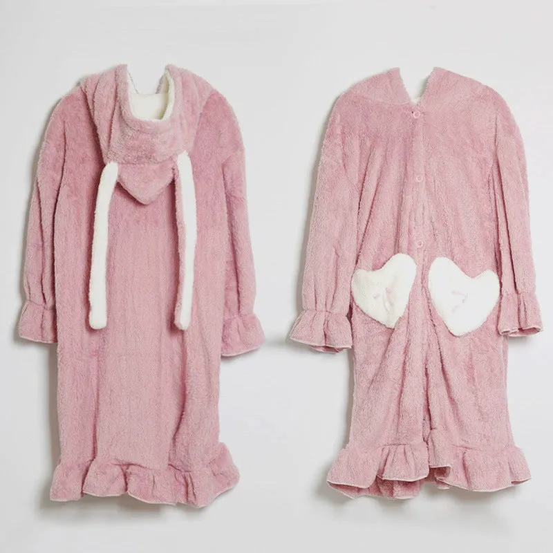 Coral Velvet Big-Eared Dog Nightgown