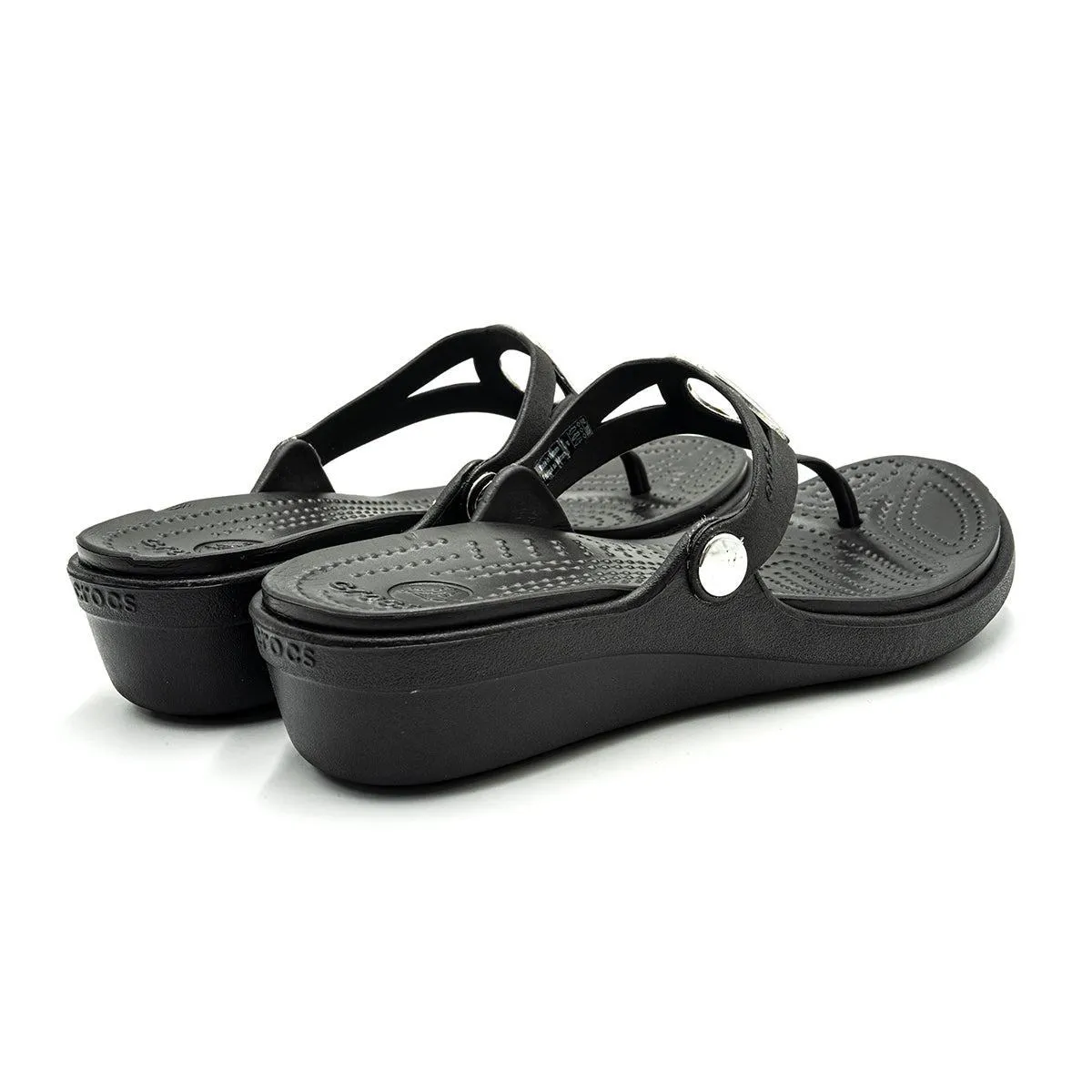 Crocs Sanrah Wedge Sandals Rubber Black Colour For Women