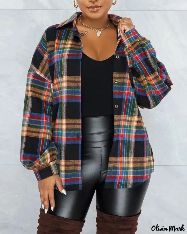 Deanwangkt - Plaid Print Long Sleeve Button Up Jacket