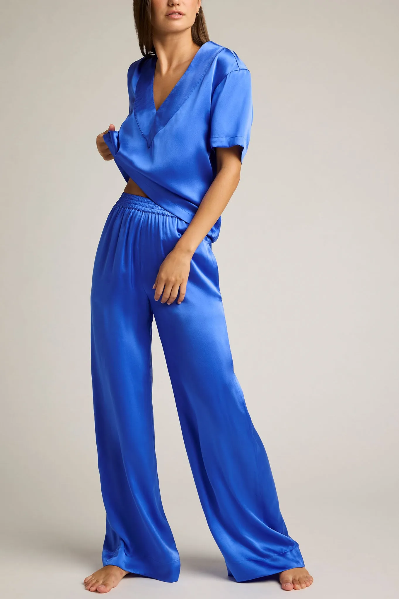 Eclipse Silk Track Pant in Cobalt