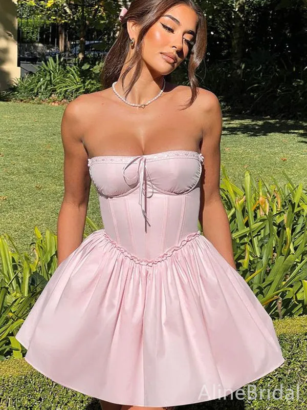 Elegant Strapless A-line Short Homecoming Dress, HD32754