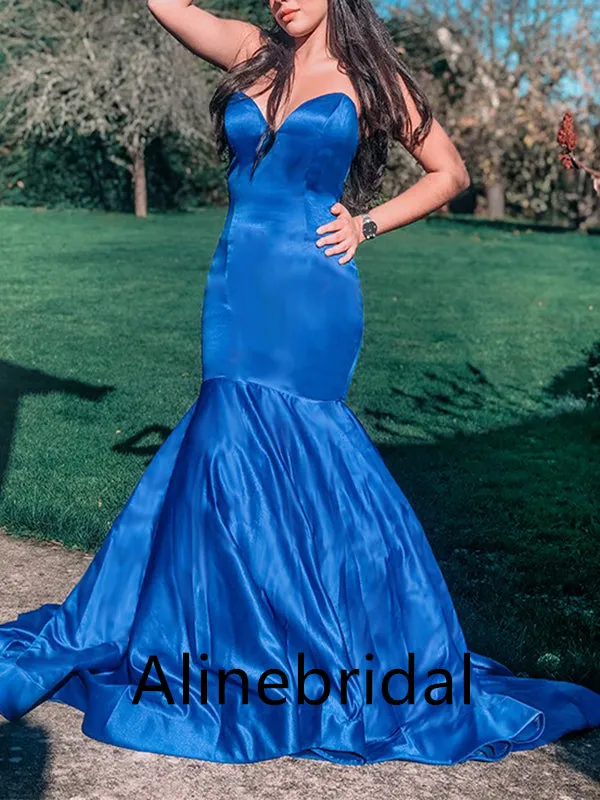 Elegant Sweetheart Sleeveless Mermaid Long Prom Dress, PD3538