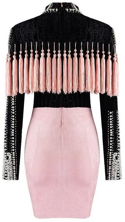 Embellished Fringed Cocktail Dress