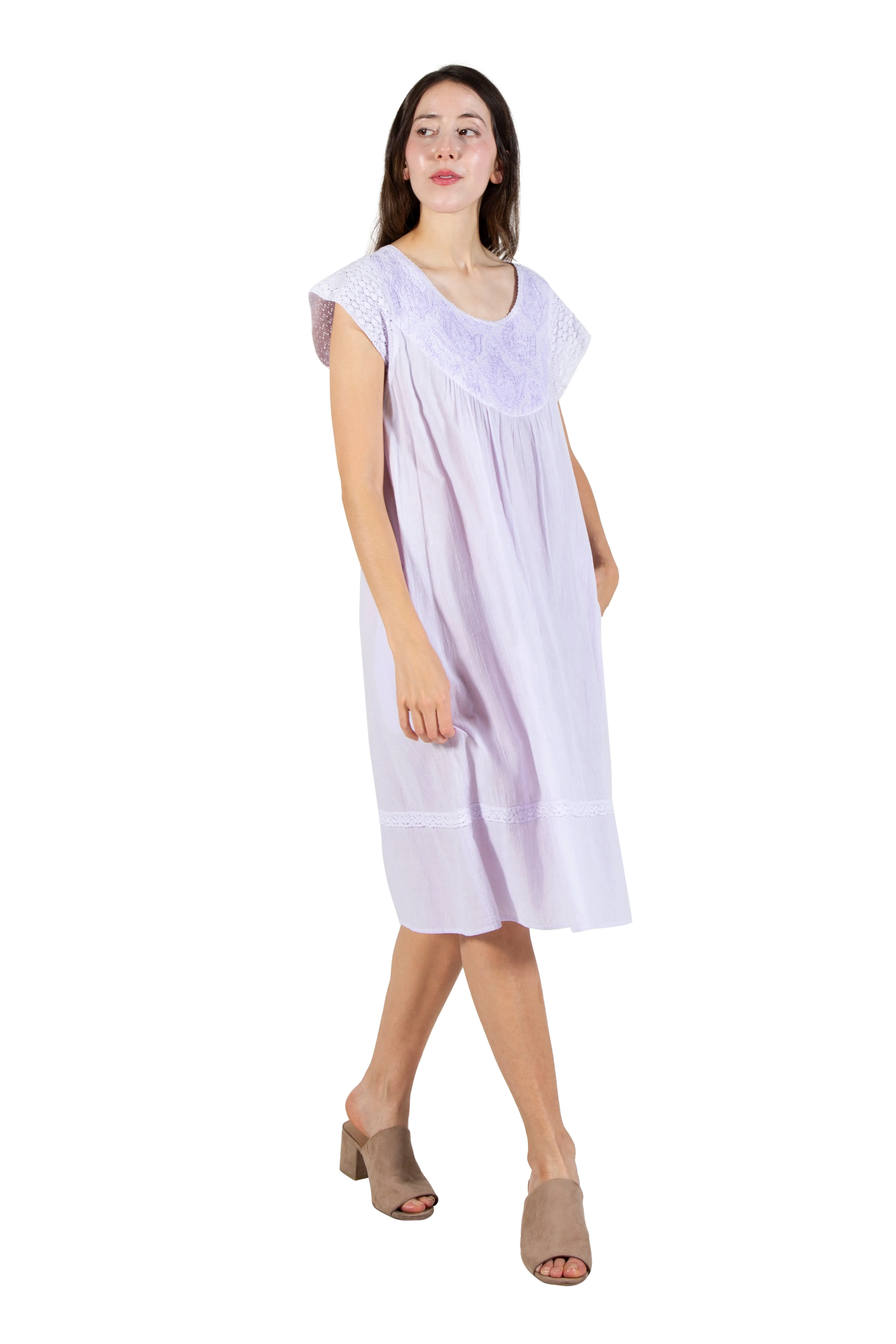 Embroidered Cotton Gauze Nightgown