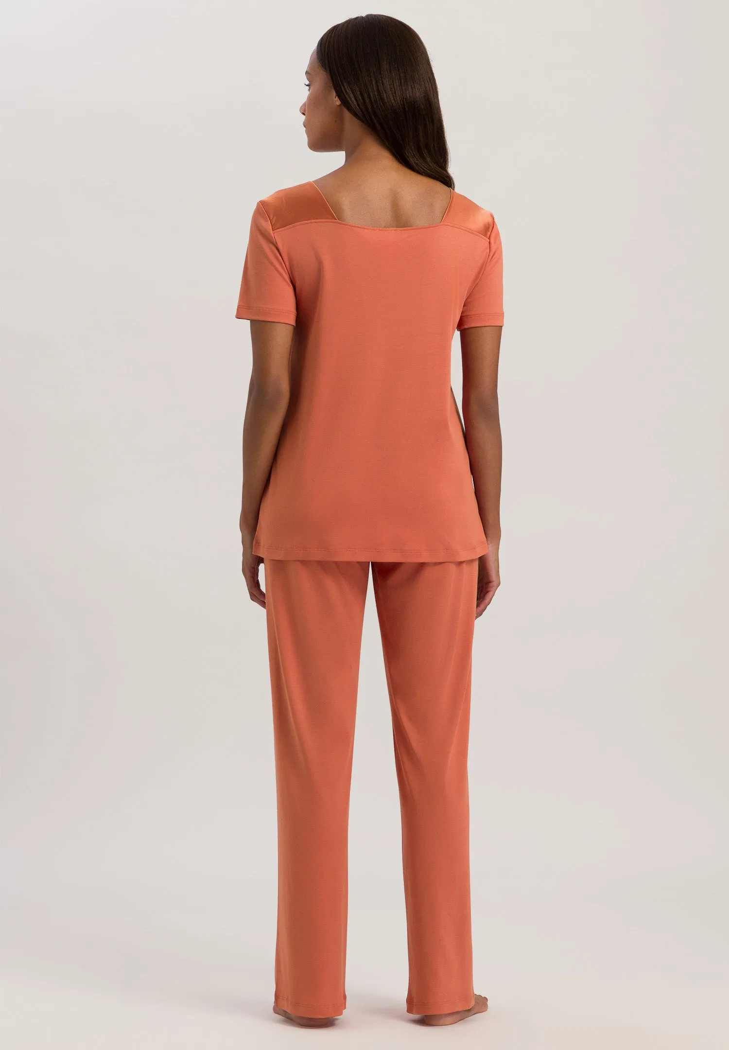 Emma Silk Trim Cotton Pajama Set | Apricot Brandy 74923-2294