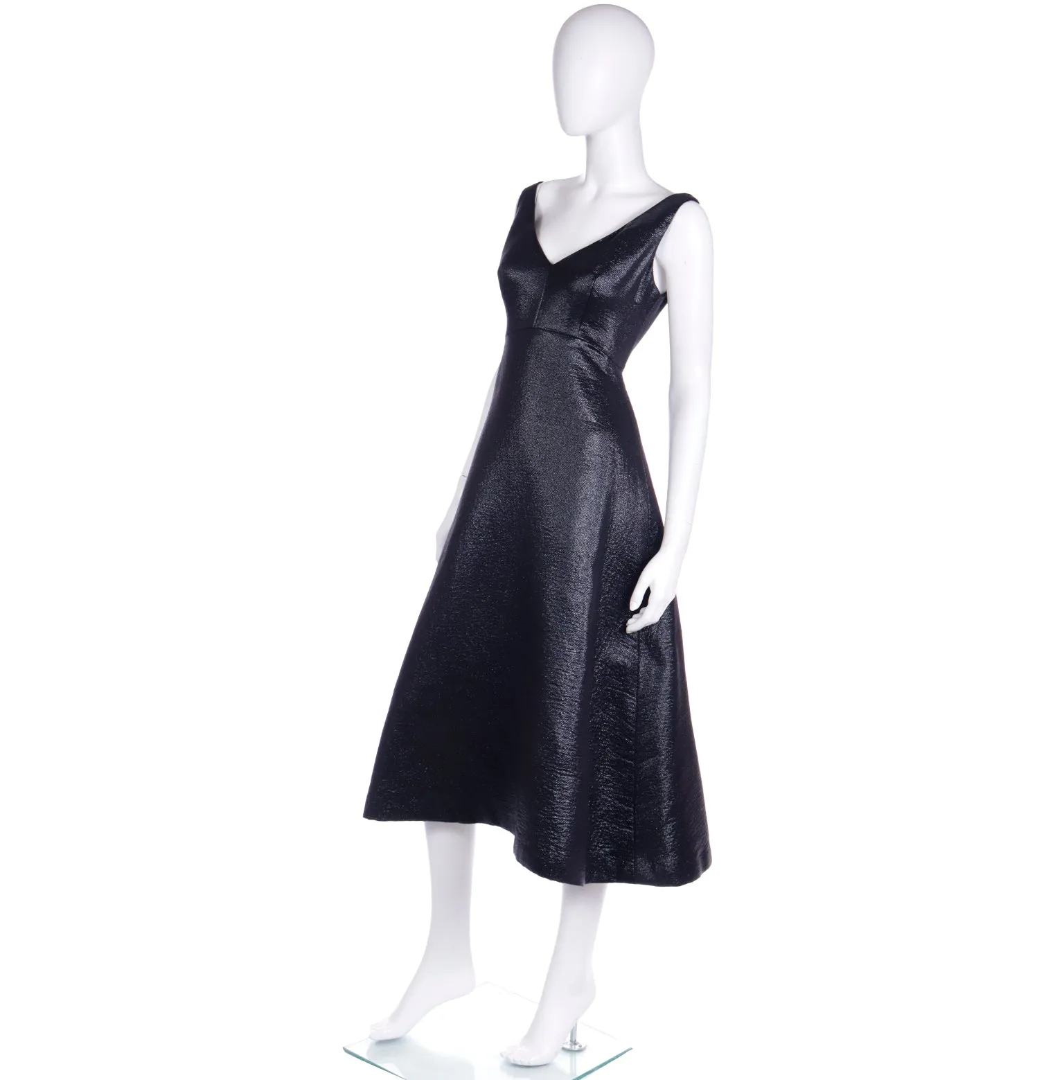 F/W 2007 Isaac Mizrahi Black Metallic Vintage Runway Evening Dress