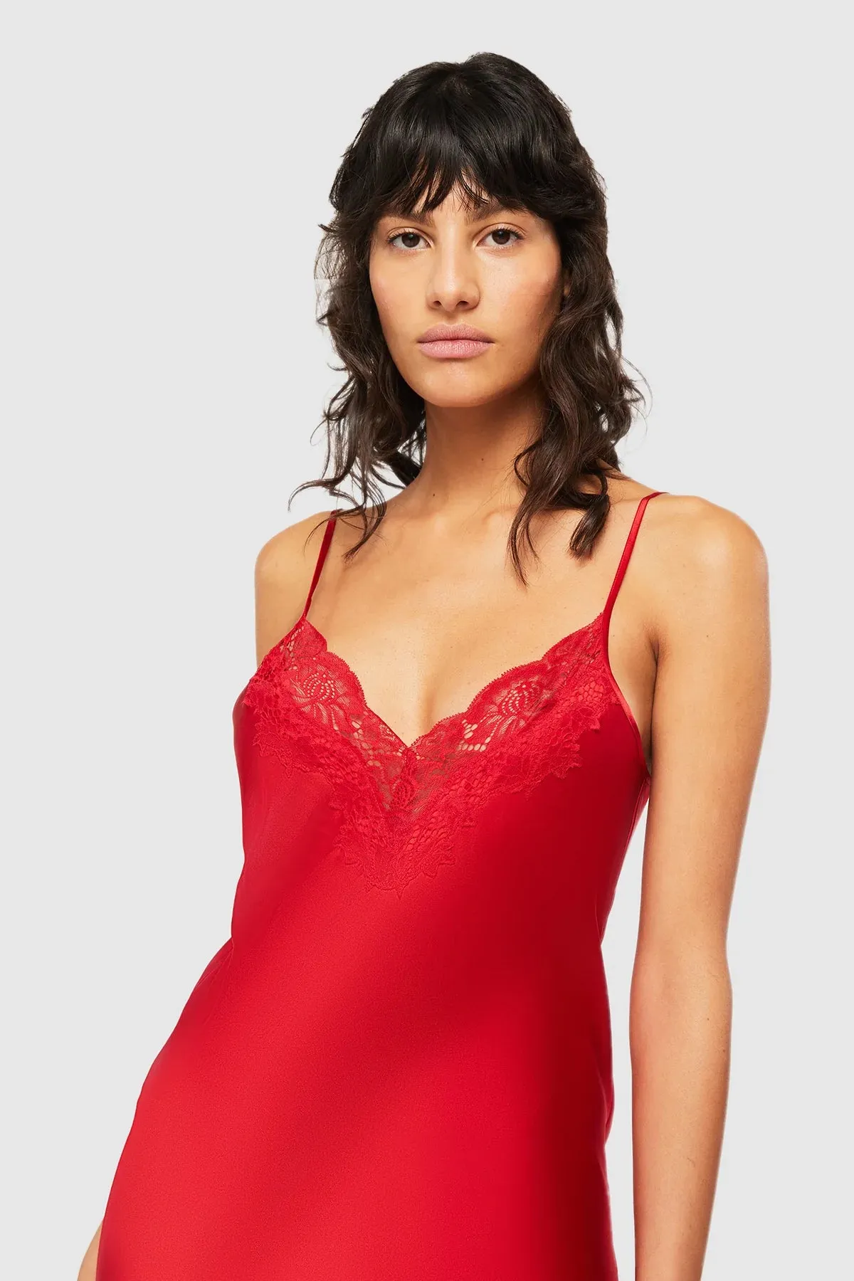 Ginia - Silk Lace Slip | Red Chili