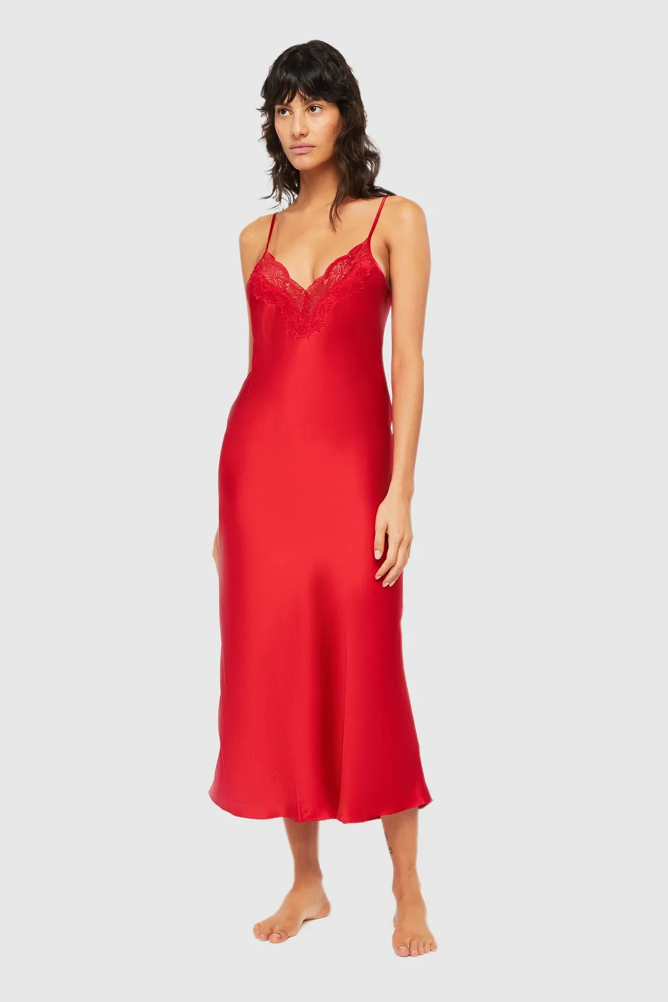 Ginia - Silk Lace Slip | Red Chili