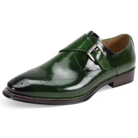 Giovanni Olive Green men's shoes monkstrap calfskin leather dress fashion design