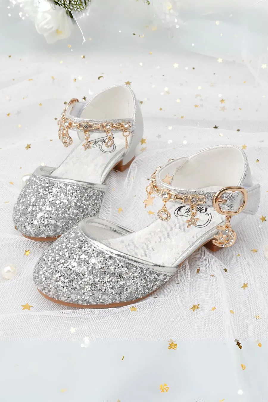 Girls Sparkly Princess Sequin Sandals