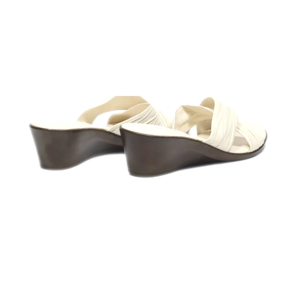 Italian Wedge Sandals Leather White Colour For Women