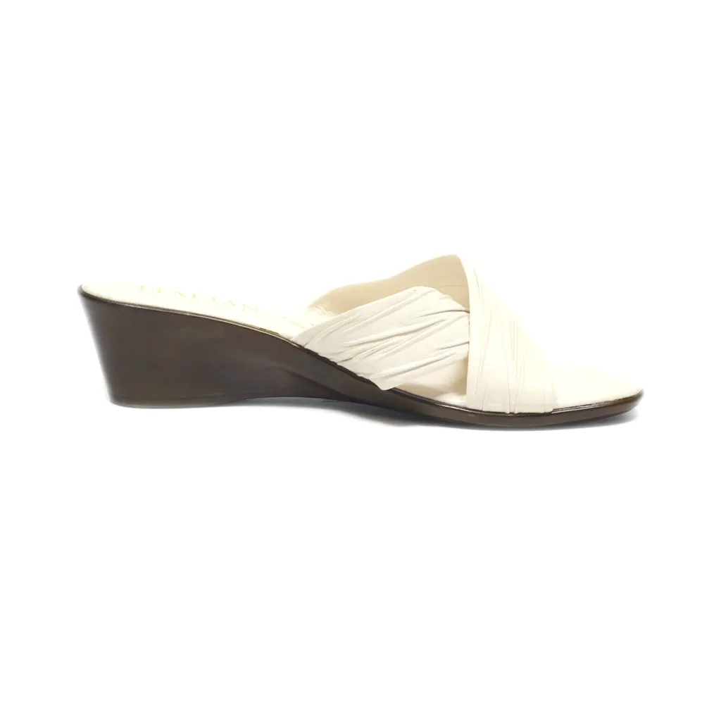 Italian Wedge Sandals Leather White Colour For Women