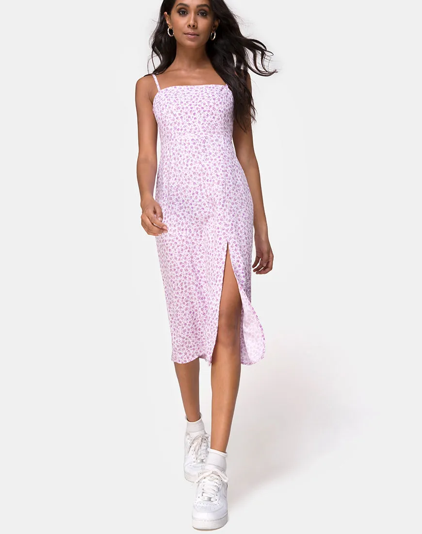 Kaoya Midi Dress in Ditsy Rose Lilac