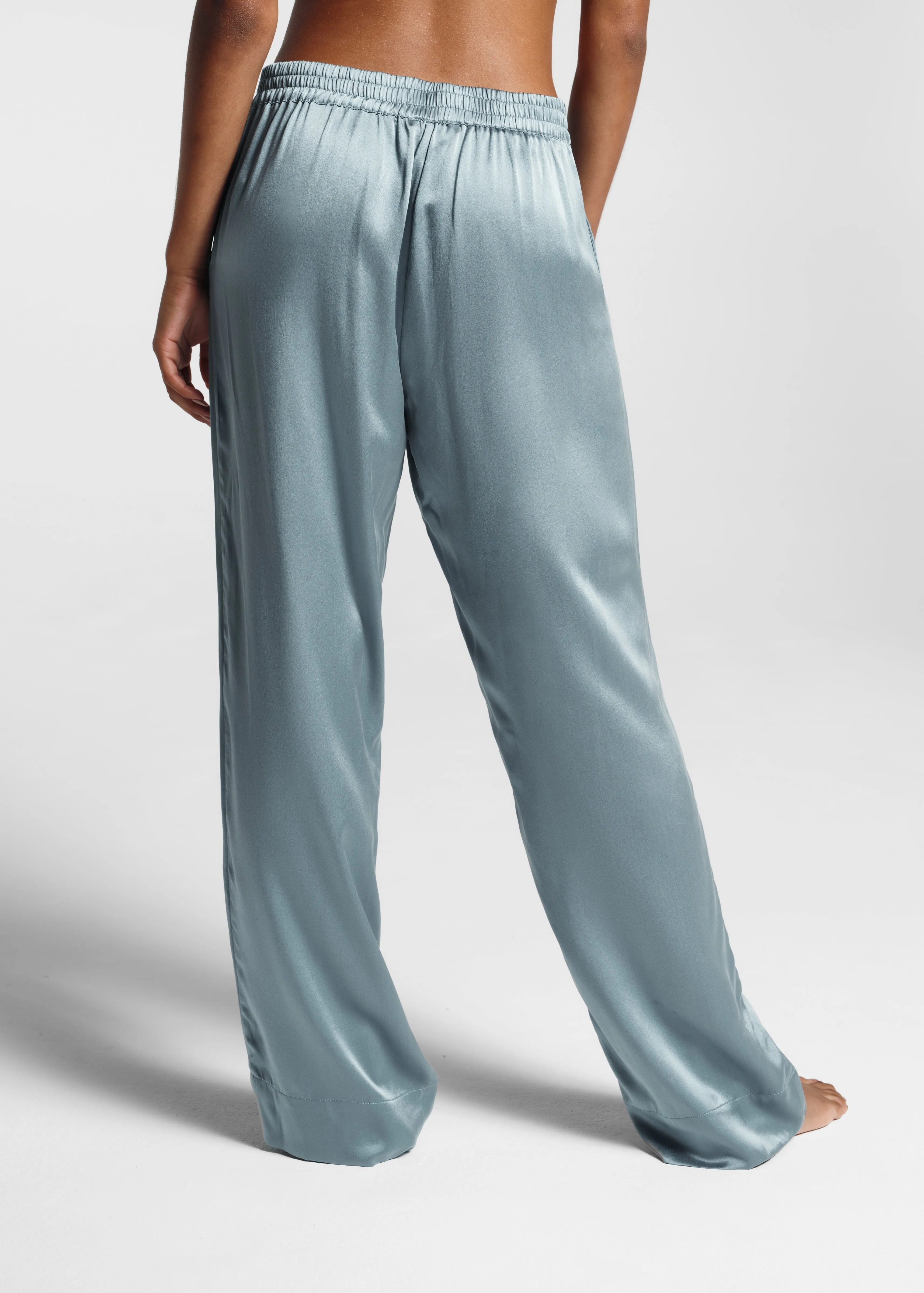 London Pyjama Bottom Dust Blue Silk