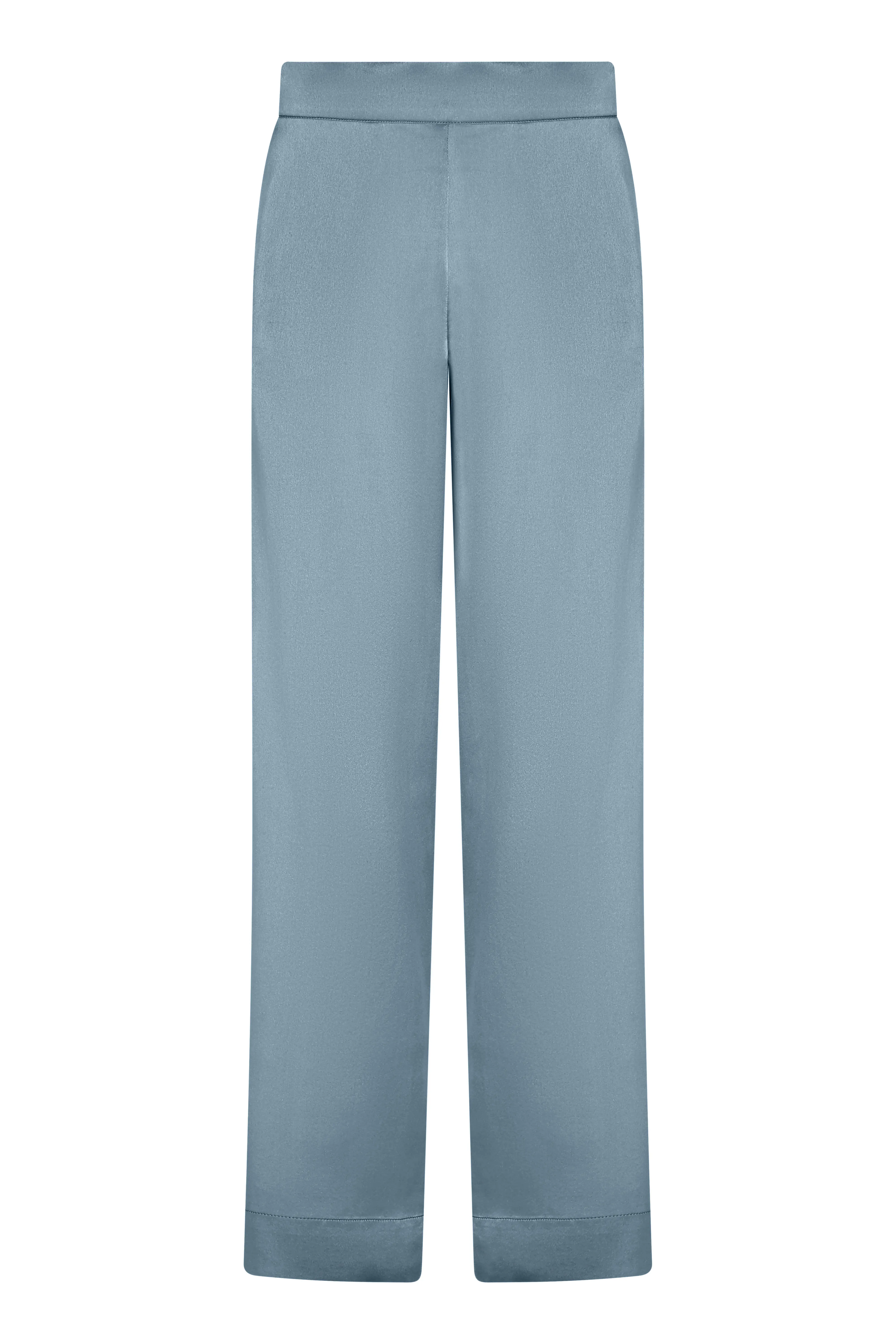 London Pyjama Bottom Dust Blue Silk