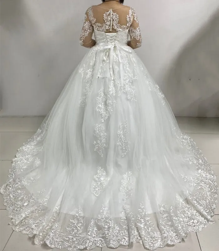 Long Sleeved Lace Ball Wedding Gown All Sizes/Colors