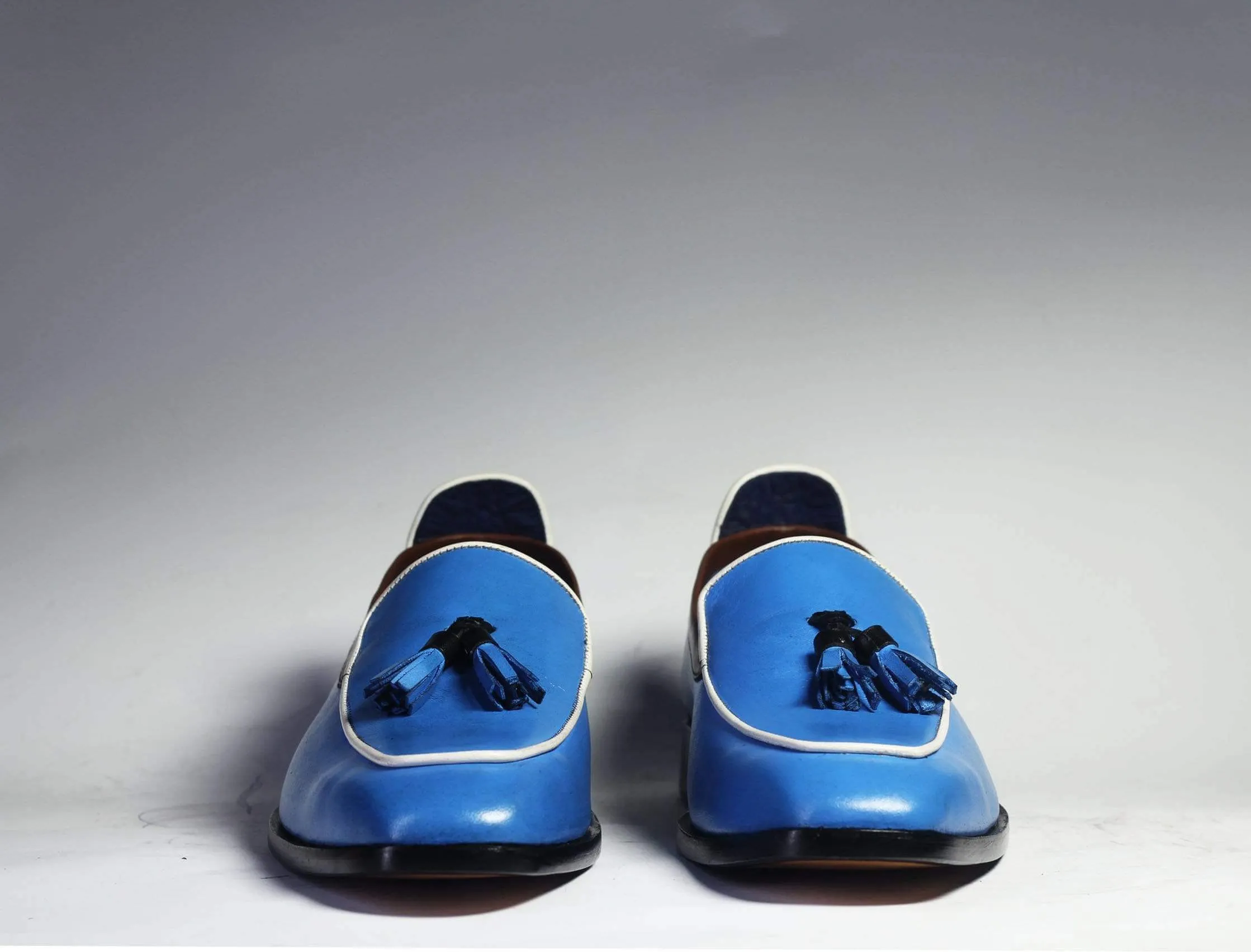 Men's Blue Tussles Leather Loafers shoe