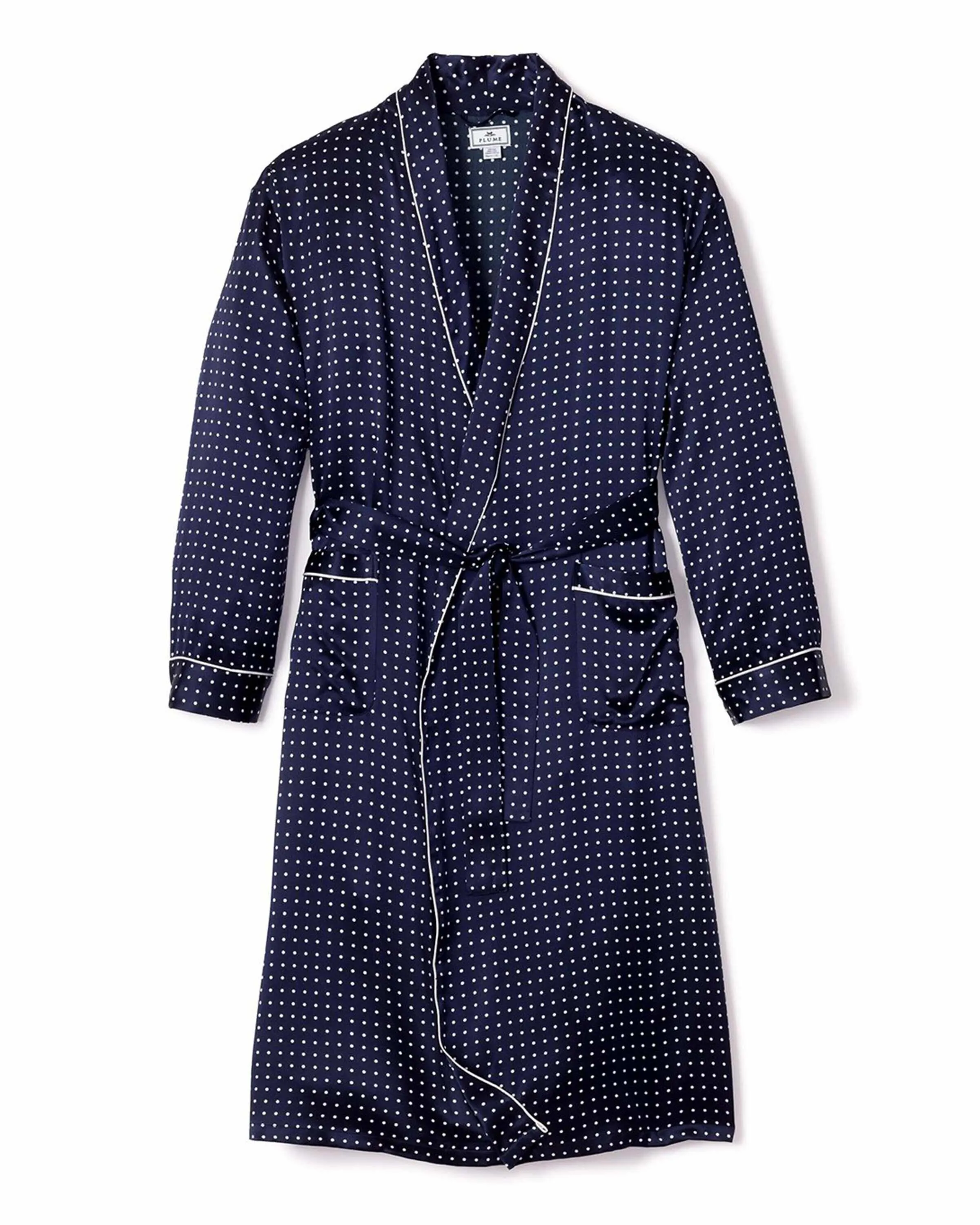 Mens Navy Silk Long Robe