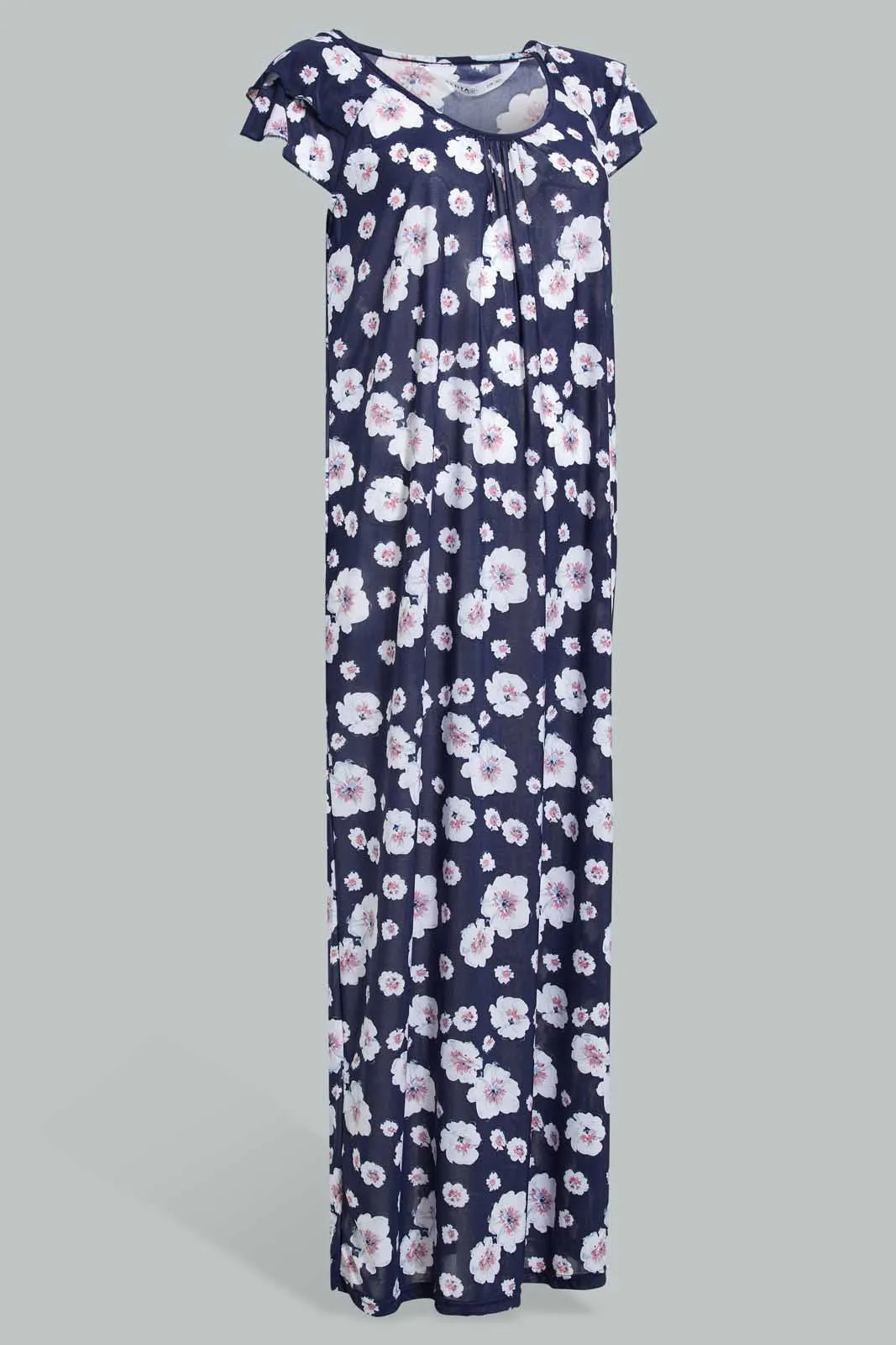 Navy Floral Nightgown For Women