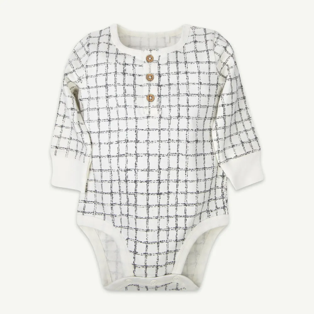 Neutral Checker Long Sleeve Bodysuit