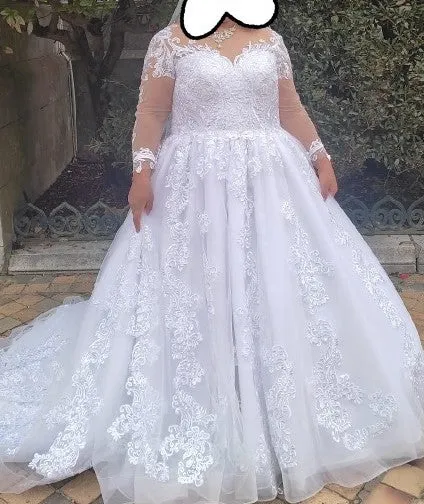 Paisley Lace Long Sleeved Ball Wedding Gown All Sizes/Colors