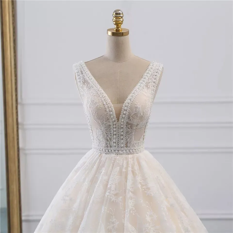 Princess Ball Gown Wedding Dress -Full lace Tulle Skirt