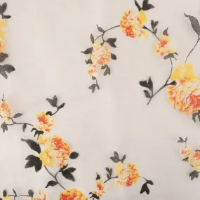 Printed Burnout Organza - Peony - Yellow