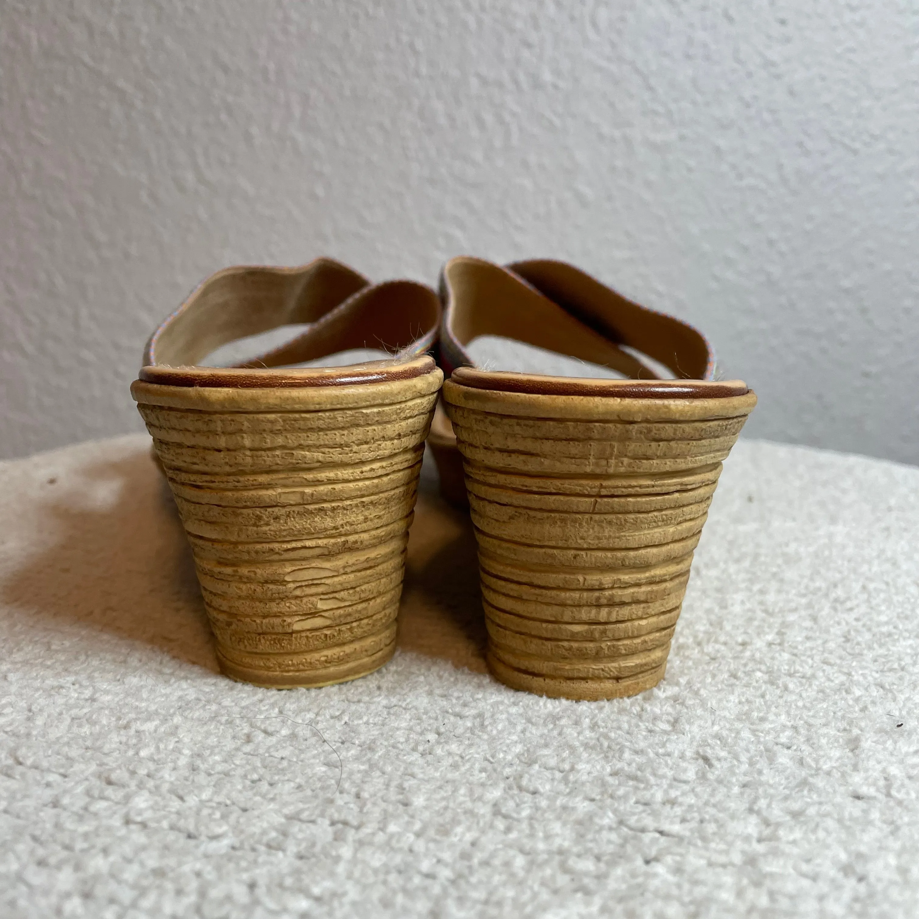 Rainbow Striped Wedge Sandals